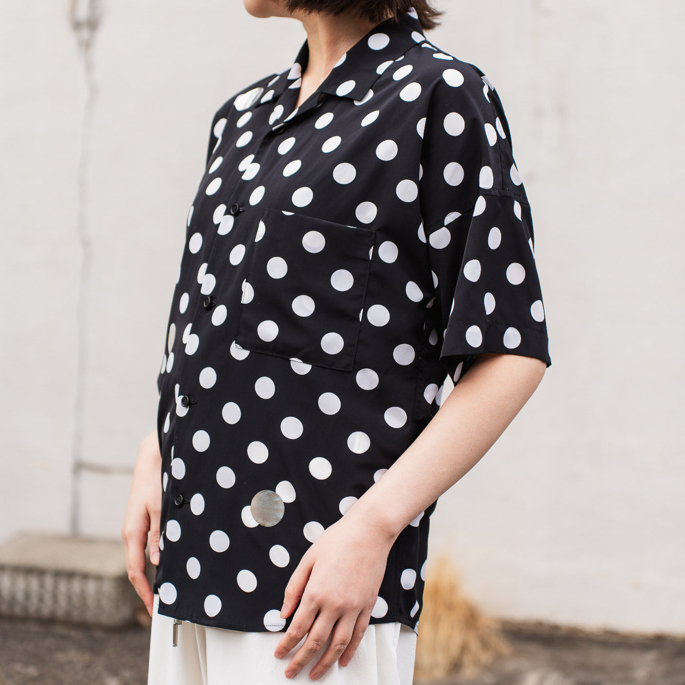 25SS DOTS FLY FRONT SHIRTS (BLACK)