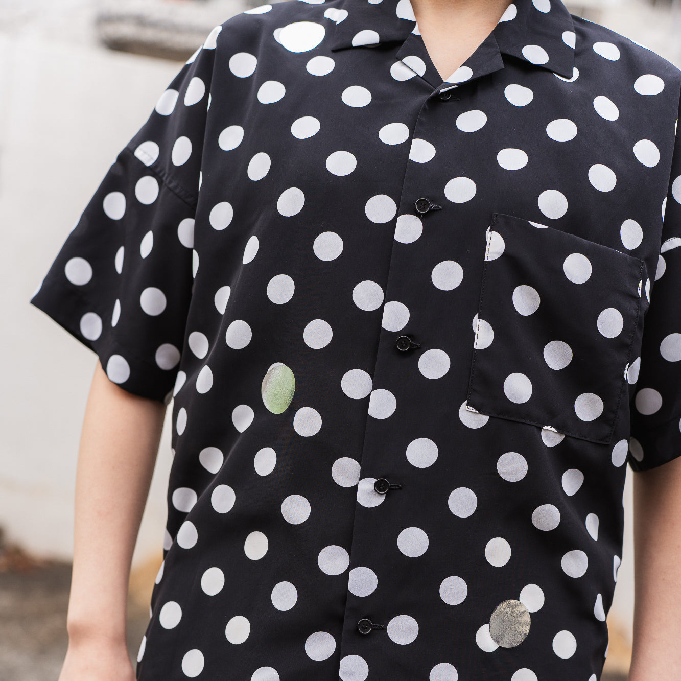 25SS DOTS FLY FRONT SHIRTS (BLACK)